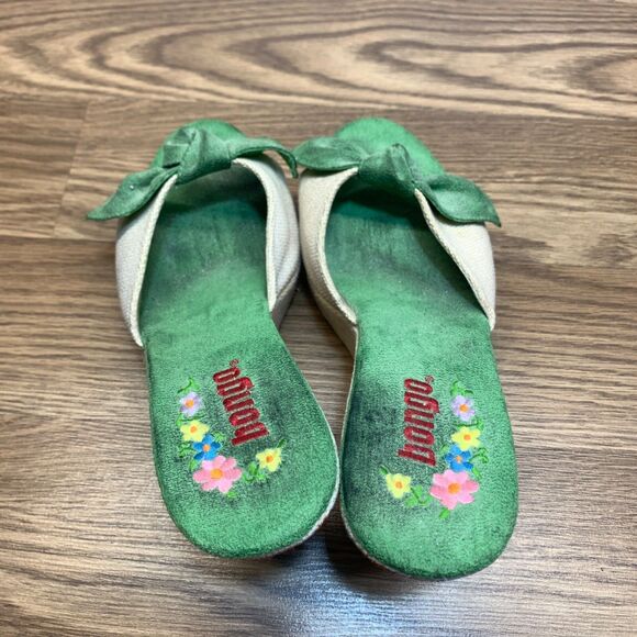 Bongo Vintage Y2K Embroidered Floral Platform 4” Wedge Sandals Size 9 Bow Front - Picture 5 of 13